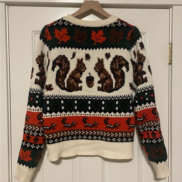Modcloth Squirrel Sweater - Cream, Green, and Orange - Picture 3 of 3